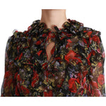 Dolce & Gabbana Black Floral Roses Blouse Silk Top TSH4486-36