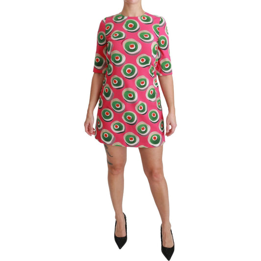 Dolce & Gabbana Pink Silk Cup Cake Shift Stretch Dress DR2517-36