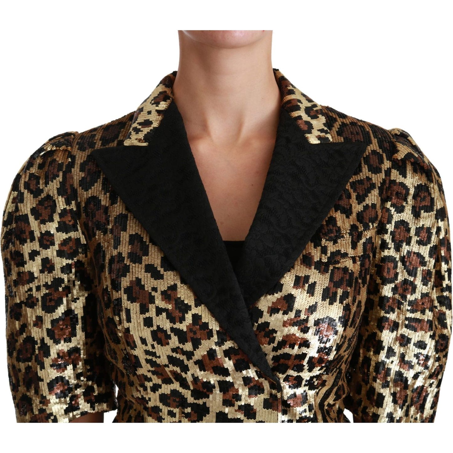 Dolce & Gabbana Blazer Gold Leopard Sequined Jacket Coats & Jackets
