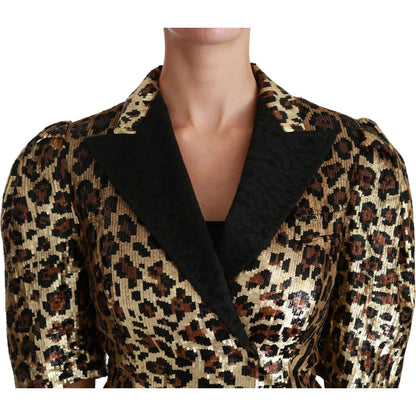 Dolce & Gabbana Blazer Gold Leopard Sequined Jacket Coats & Jackets
