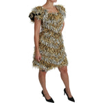 Dolce & Gabbana Silver Gold Sheath Mini Shift Gown Dress DR2510-40