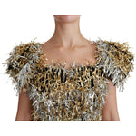 Dolce & Gabbana Silver Gold Sheath Mini Shift Gown Dress DR2510-40
