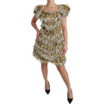 Dolce & Gabbana Silver Gold Sheath Mini Shift Gown Dress DR2510-40