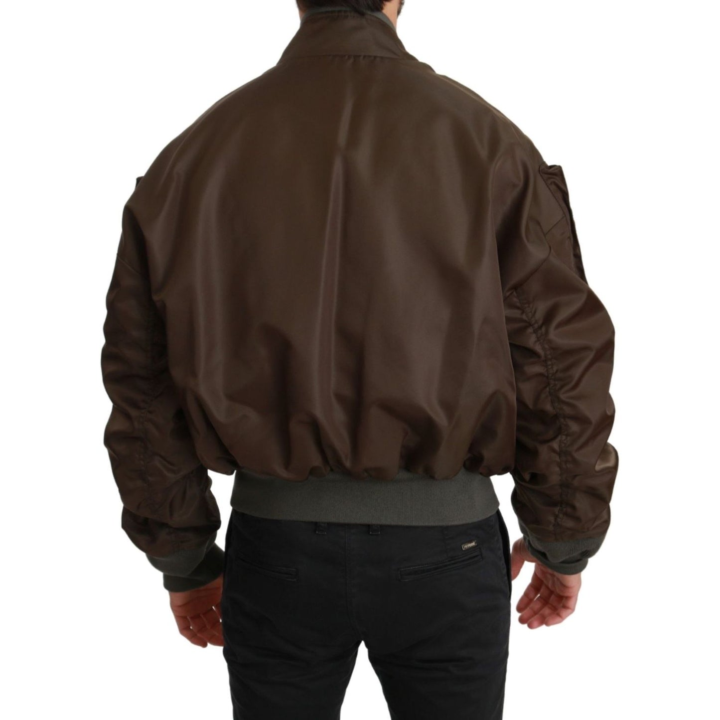 Dolce & Gabbana Brown Beaded Crown Skull Logo Jacket Coats & Jackets