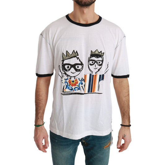 Dolce & Gabbana Elegant White Silk-Blend Men's T-Shirt Dolce & Gabbana Light Gray