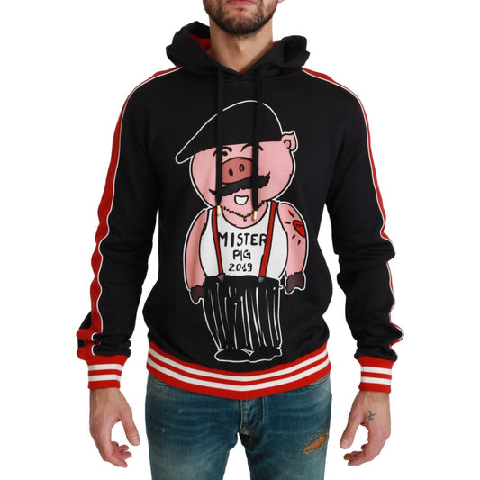 Dolce & Gabbana Elegant Black Hooded Sweater with Multicolor Motif Dolce & Gabbana Rosy Brown