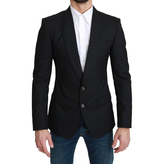 Dolce & Gabbana Elegant Black Virgin Wool Formal Blazer Dolce & Gabbana Black
