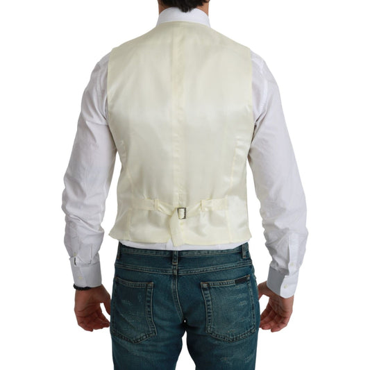 Dolce & Gabbana Elegant Cream Wool Dress Vest Dolce & Gabbana Gray