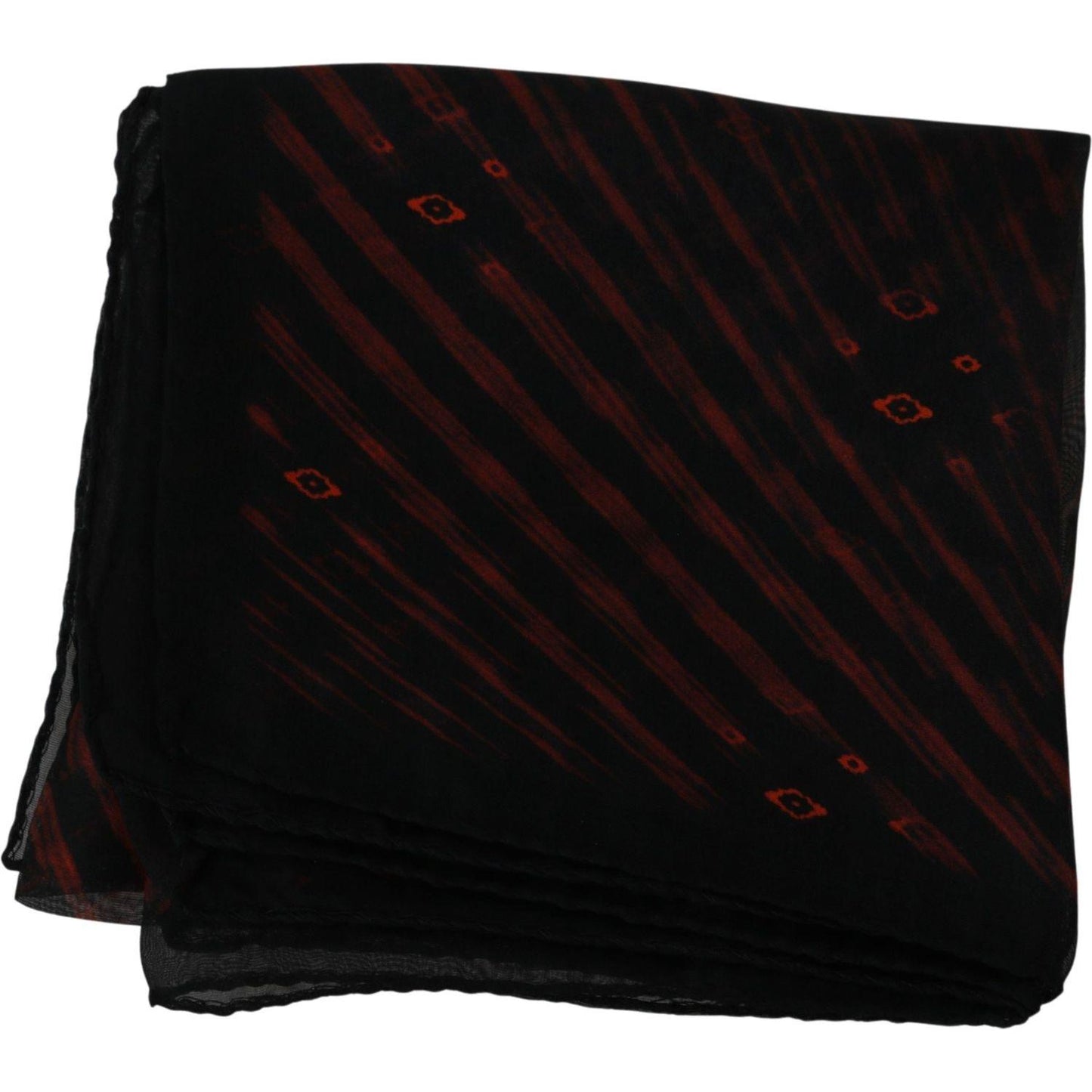 Costume National Black Orange 100% Silk Branded Scarf Silk Scarves