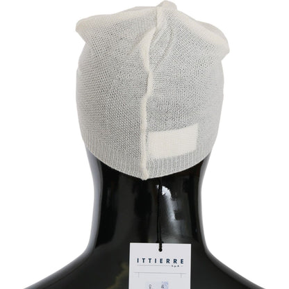 Costume National Beanie White Wool Blend Branded Hat Beanie Hat