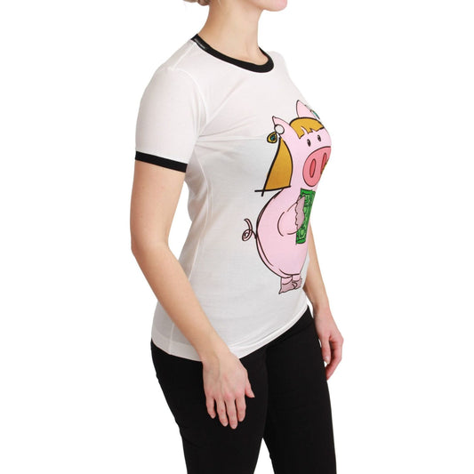 Dolce & Gabbana White YEAR OF THE PIG Top Cotton T-shirt TSH4552-36