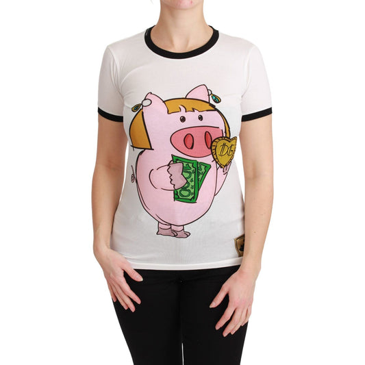 Dolce & Gabbana White YEAR OF THE PIG Top Cotton T-shirt TSH4552-36
