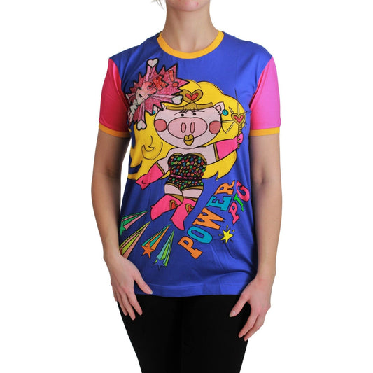 Dolce & Gabbana Purple PIG SUPERGIRL Top Cotton T-shirt TSH4553-36