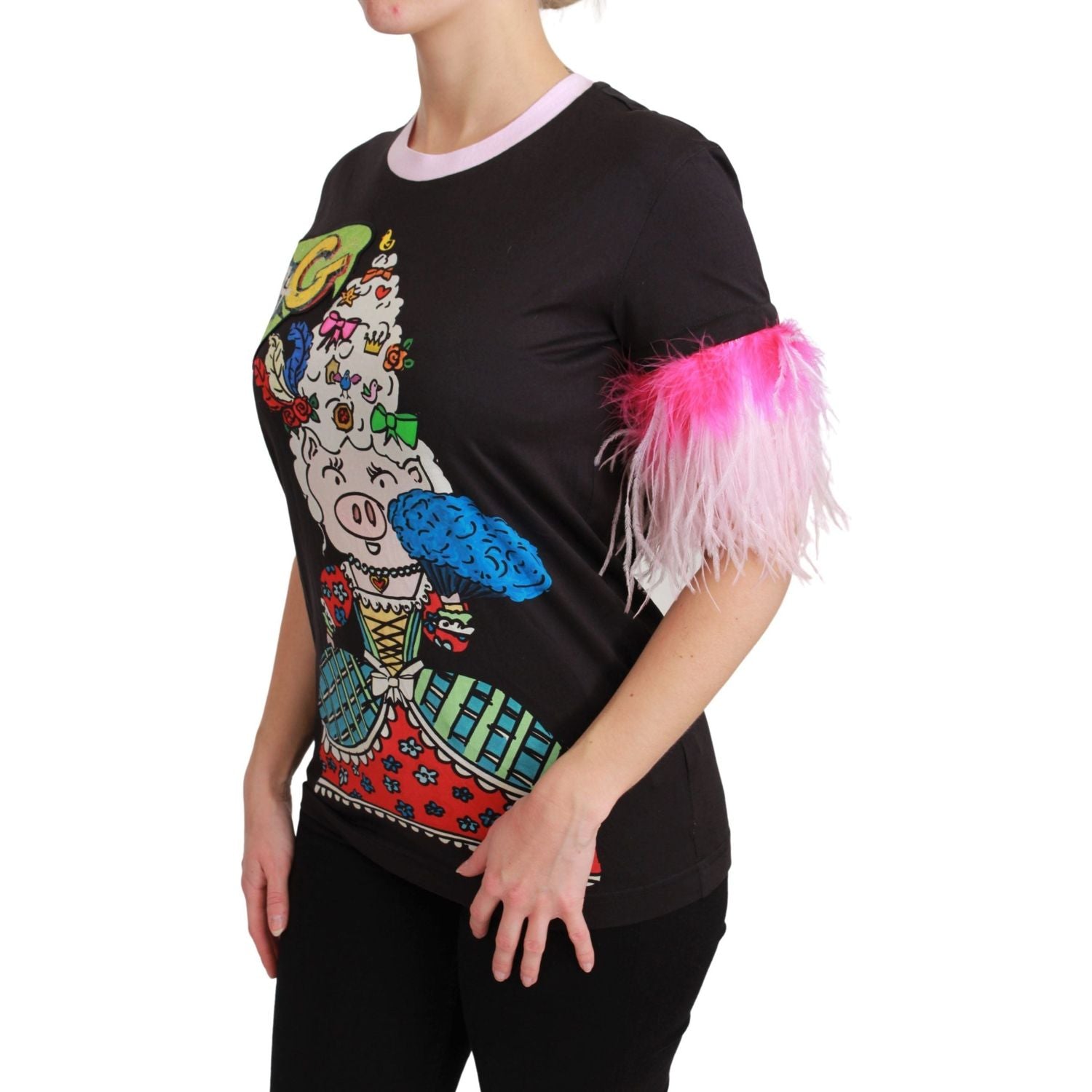 Dolce & Gabbana Black YEAR OF THE PIG Top Cotton  T-shirt