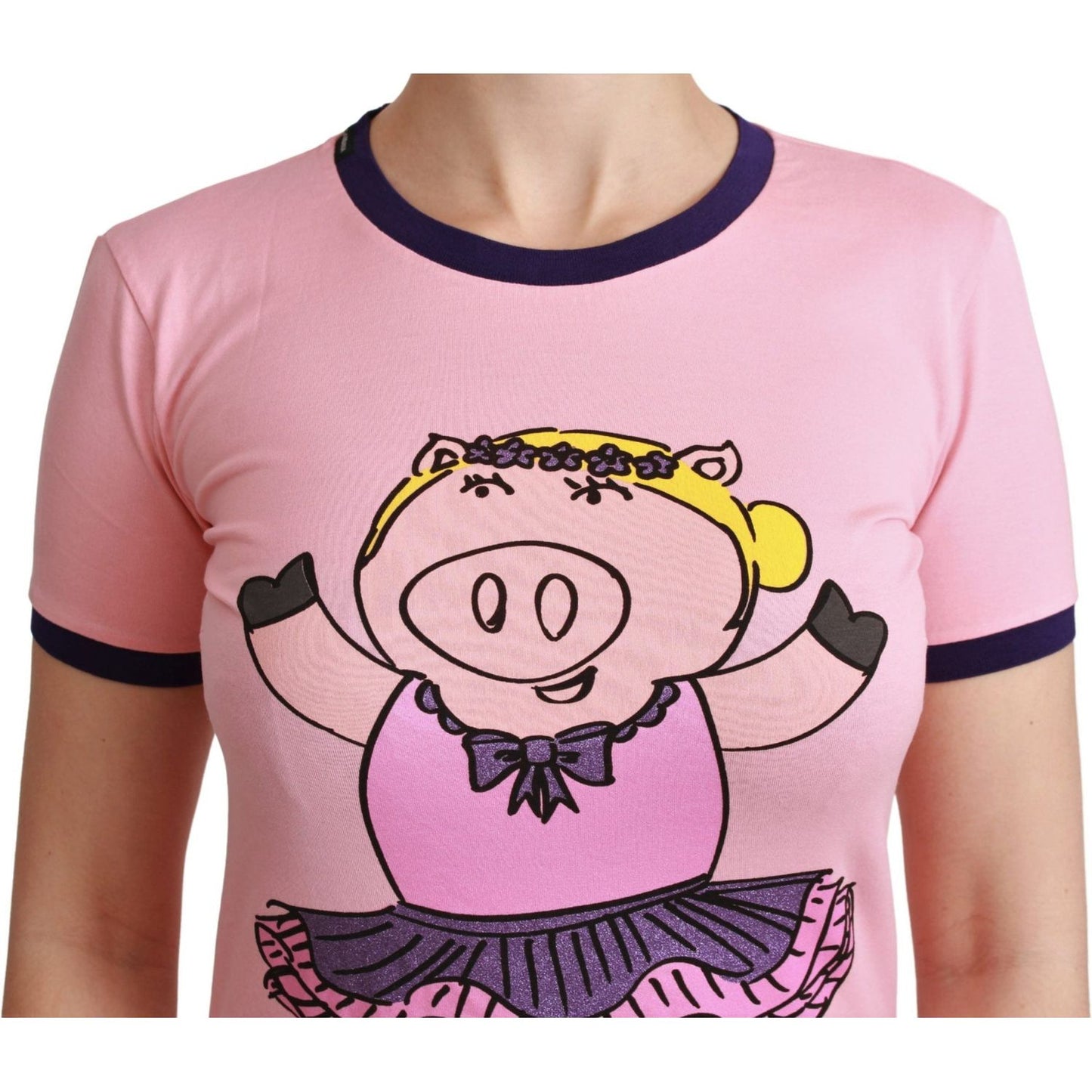 Dolce & Gabbana Pink YEAR OF THE PIG Top Cotton T-shirt TSH4556-36