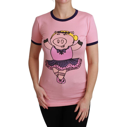 Dolce & Gabbana Pink YEAR OF THE PIG Top Cotton T-shirt TSH4556-36