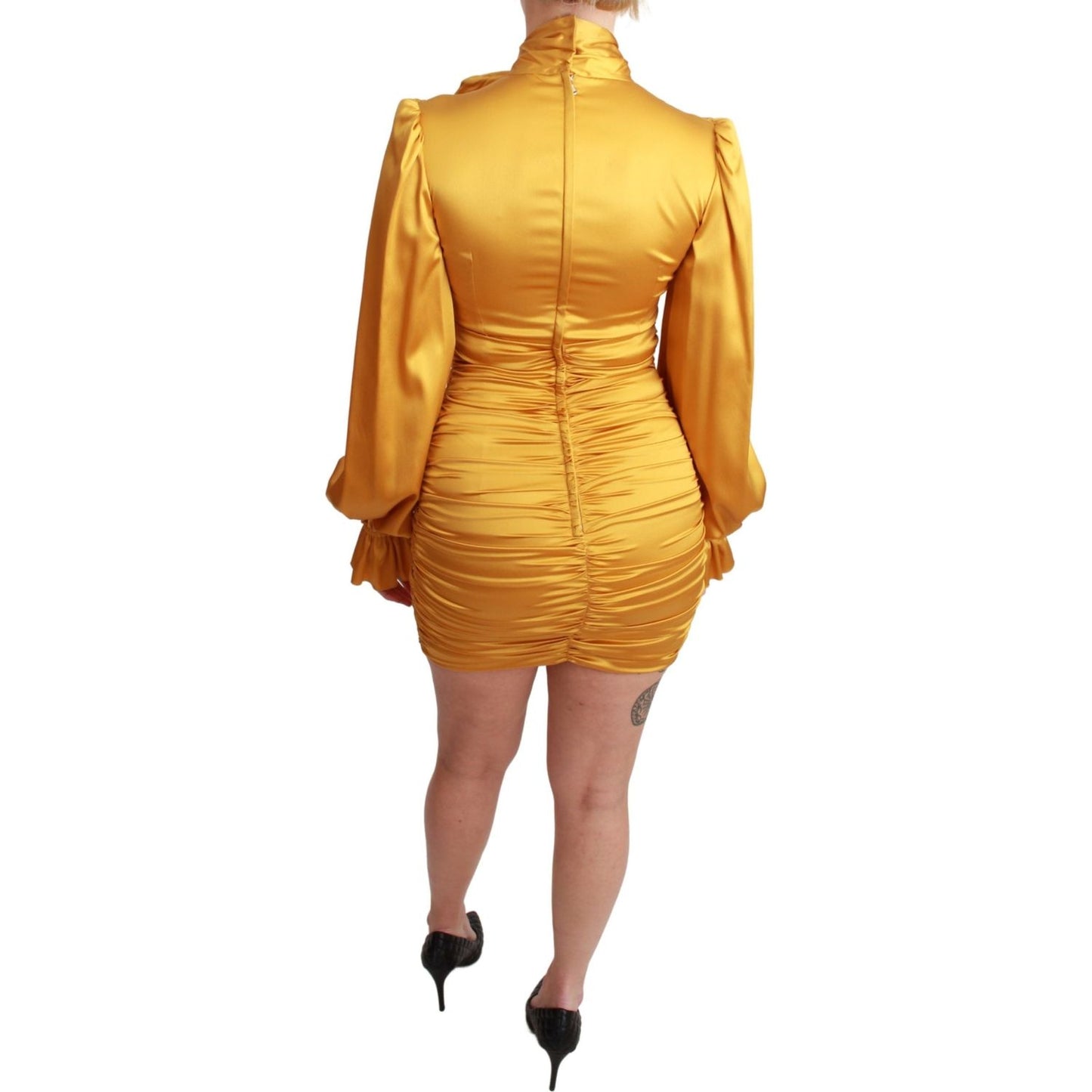 Dolce & Gabbana Yellow Silk Stretch Sheath Bodycon Mini Dress