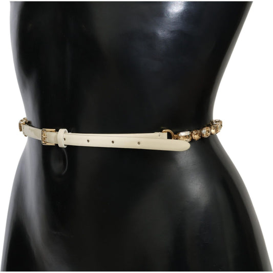 Dolce & Gabbana Champagne Crystal Embellished Leather Belt Dolce & Gabbana Black