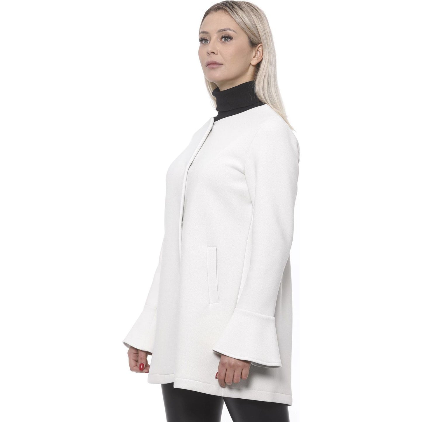 19V69 Italia Elegant White Neoprene Woman Coat
