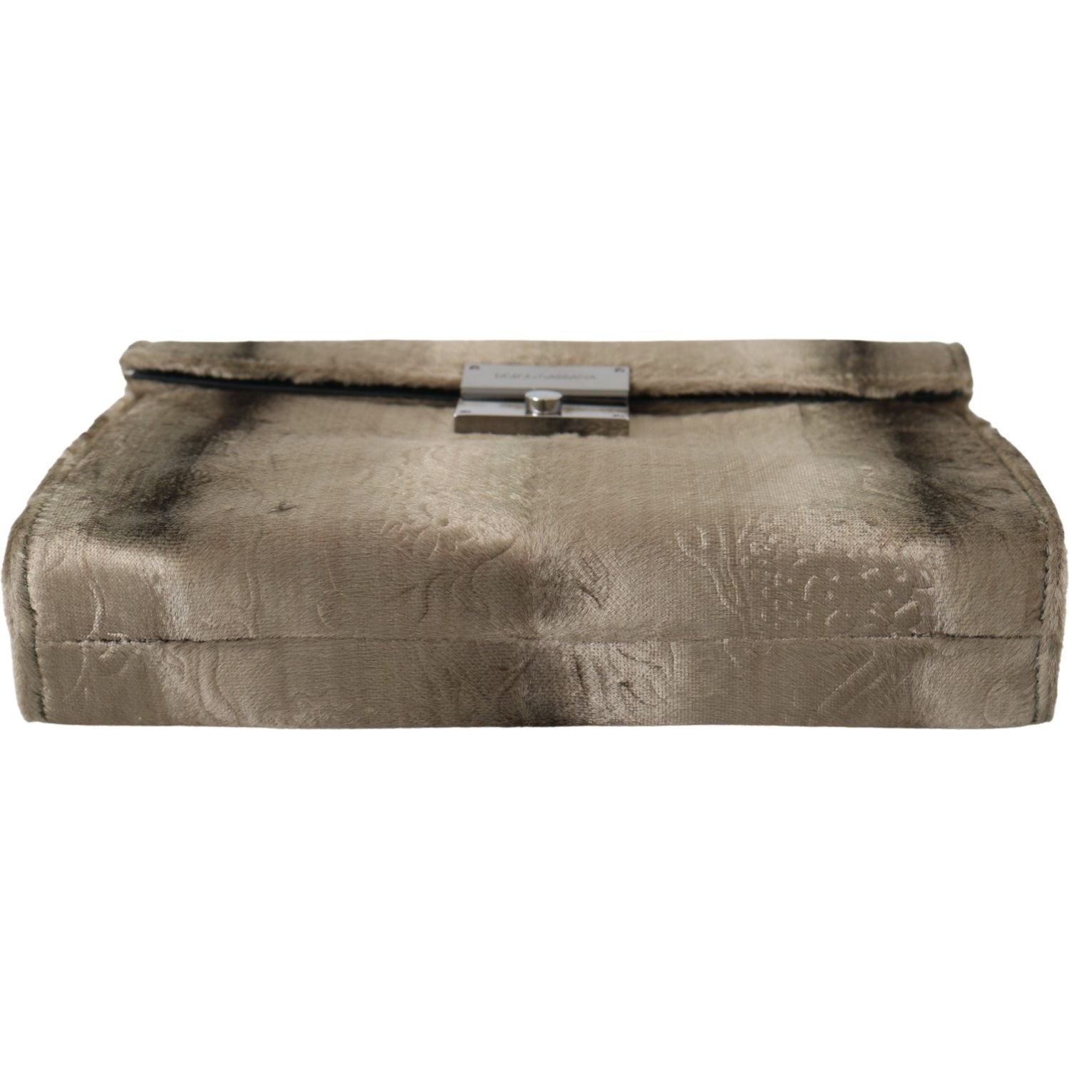 Dolce & Gabbana Beige Velvet Floral Leather Men Document Briefcase