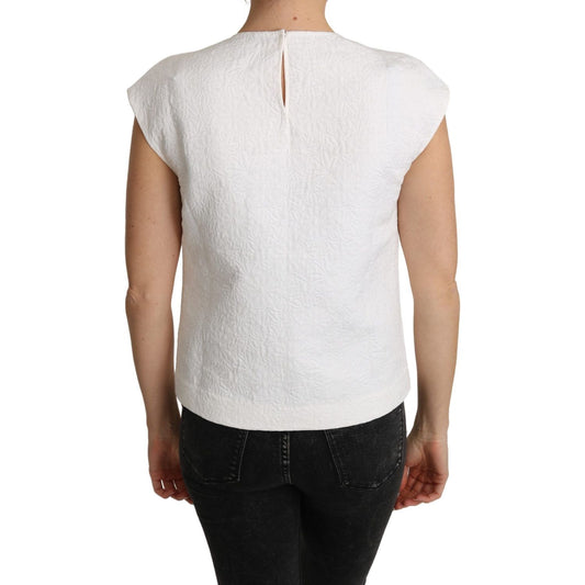 Dolce & Gabbana Elegant White Cotton Blend Blouse Dolce & Gabbana Light Gray