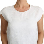 Dolce & Gabbana White Floral Brocade Blouse Cotton Top TSH4840-36