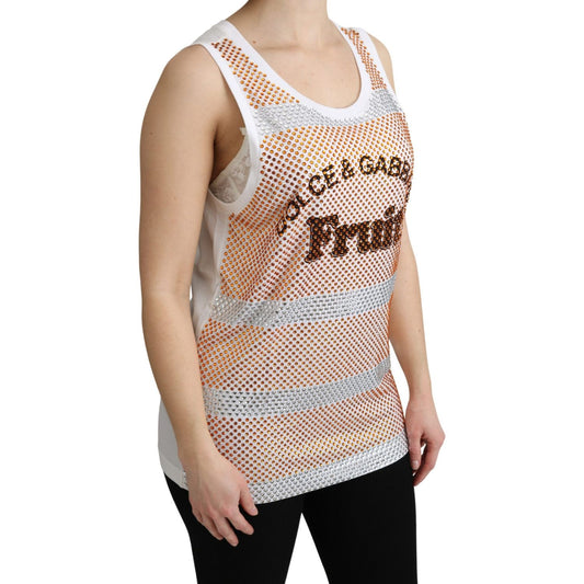 Dolce & Gabbana Crystal Embellished Sleeveless Cotton Top Dolce & Gabbana Rosy Brown