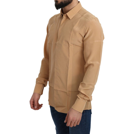 Dolce & Gabbana Yellow 100% Silk GOLD Top Slim Shirt TSH5213-38