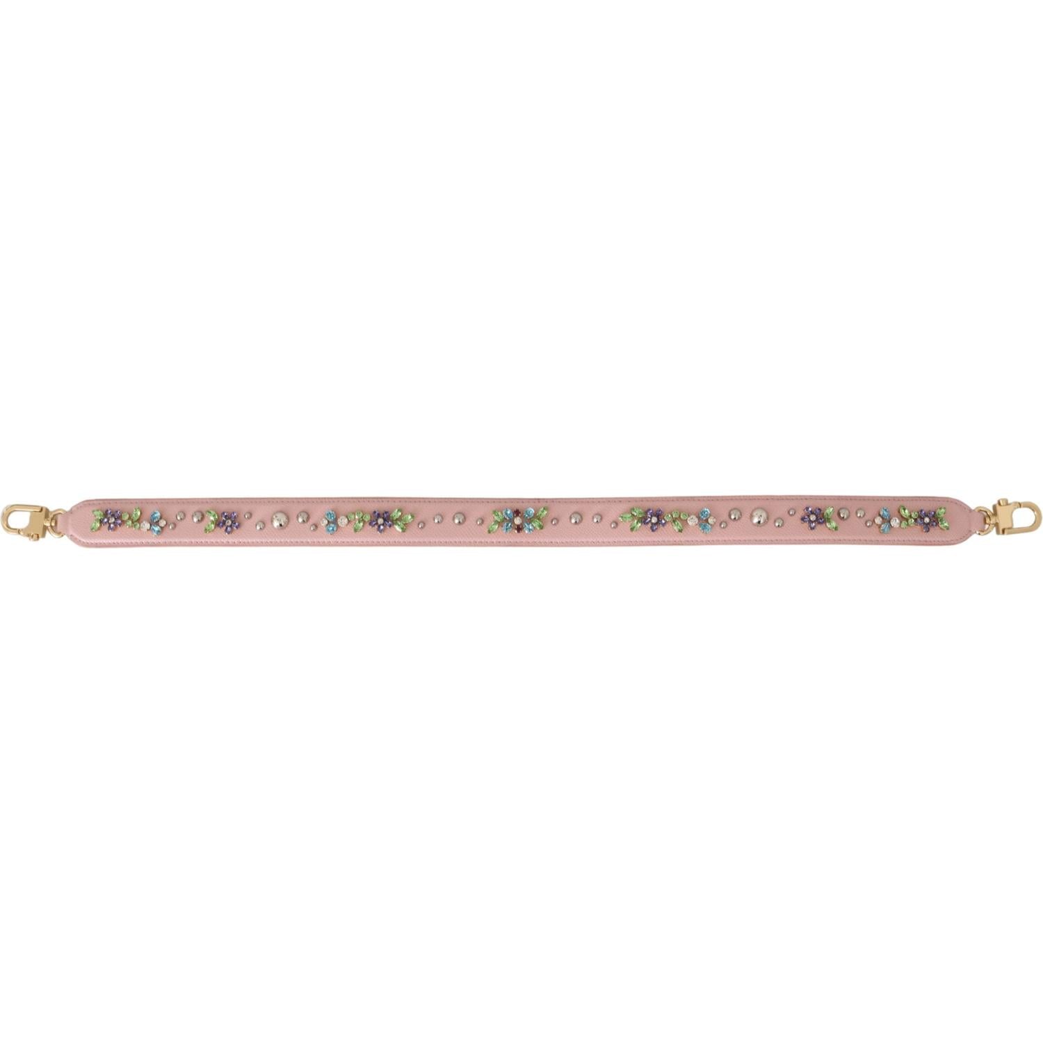 Dolce & Gabbana Pink Leather Crystal Stud Accessory Shoulder Strap
