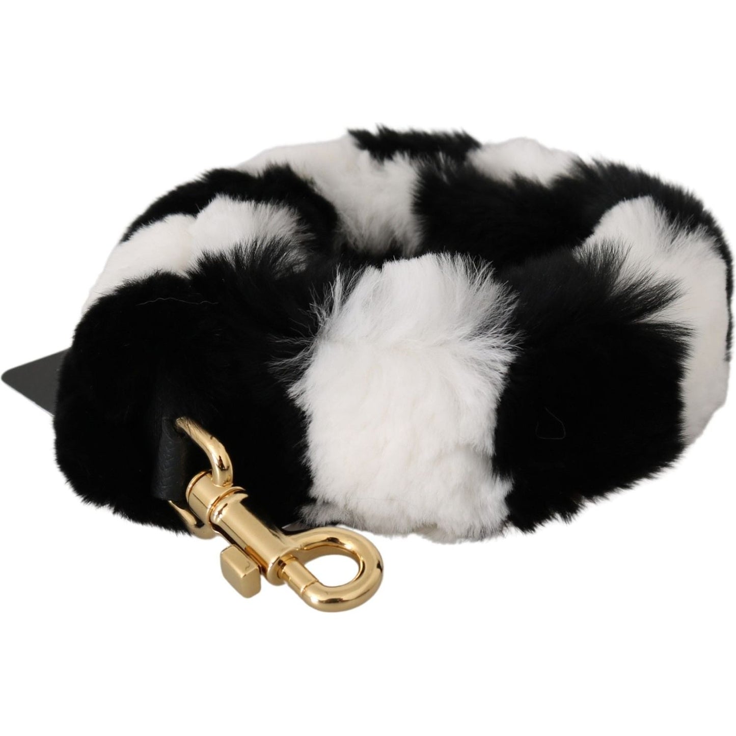 Dolce & Gabbana Black White Lapin Fur Accessory Shoulder Strap