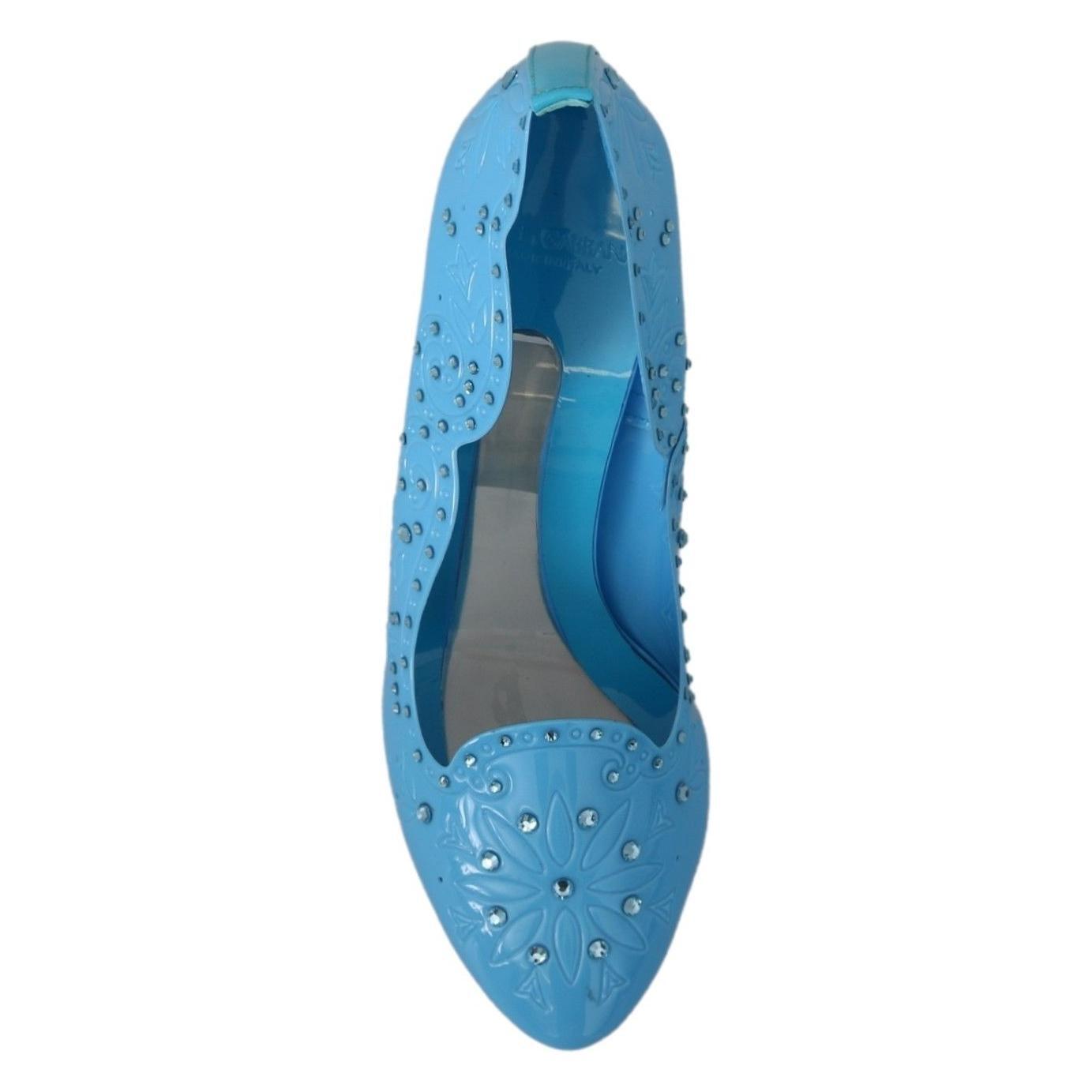 Dolce & Gabbana Blue Crystal Floral CINDERELLA Heels Shoes LA7270-39
