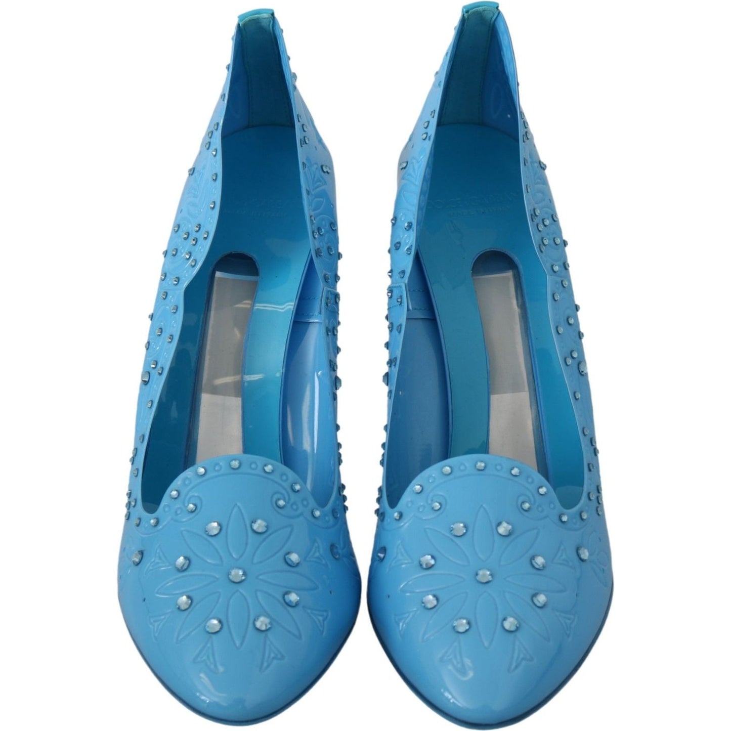 Dolce & Gabbana Blue Crystal Floral CINDERELLA Heels Shoes LA7270-39