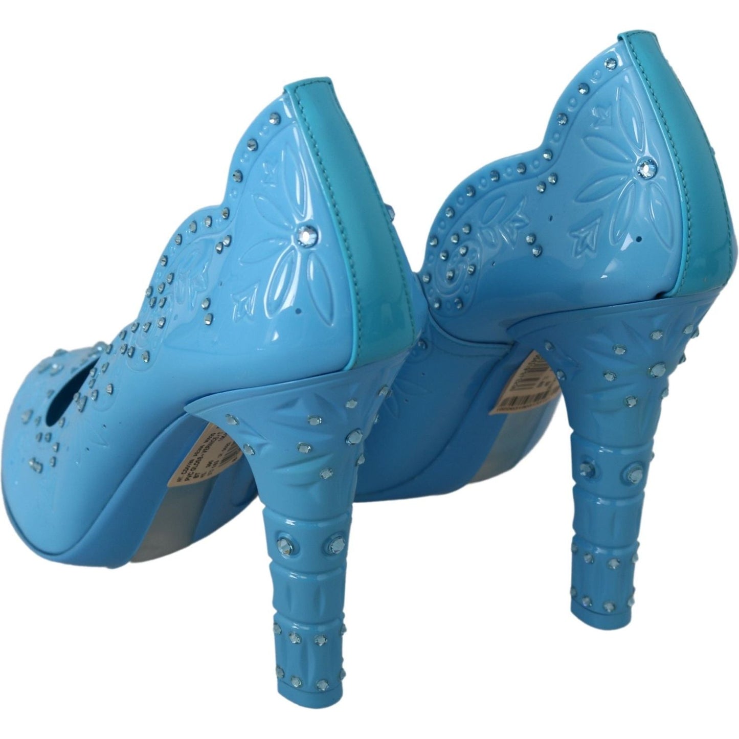 Dolce & Gabbana Blue Crystal Floral CINDERELLA Heels Shoes LA7270-39