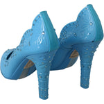 Dolce & Gabbana Blue Crystal Floral CINDERELLA Heels Shoes LA7270-39