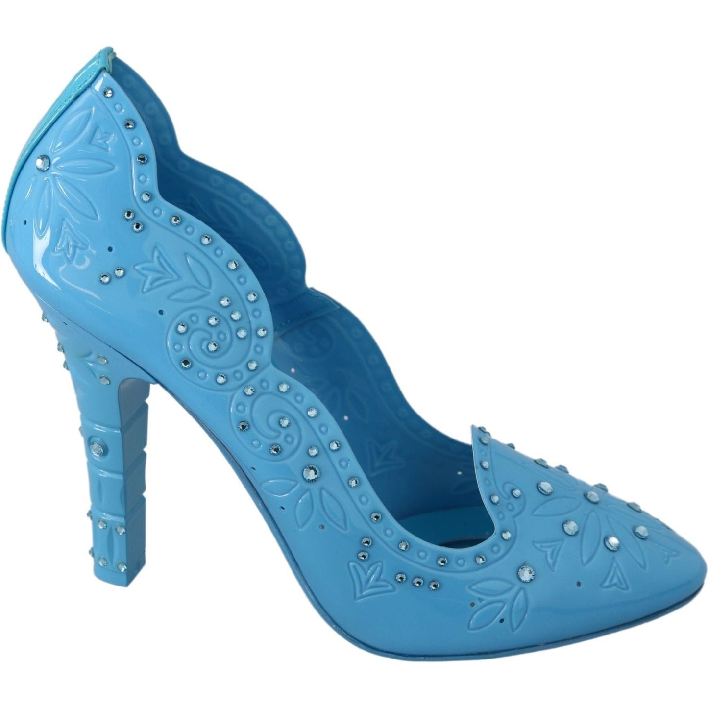 Dolce & Gabbana Blue Crystal Floral CINDERELLA Heels Shoes LA7270-39