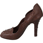 Dolce & Gabbana Brown Floral Crystal Heels CINDERELLA Shoes LA7285-39