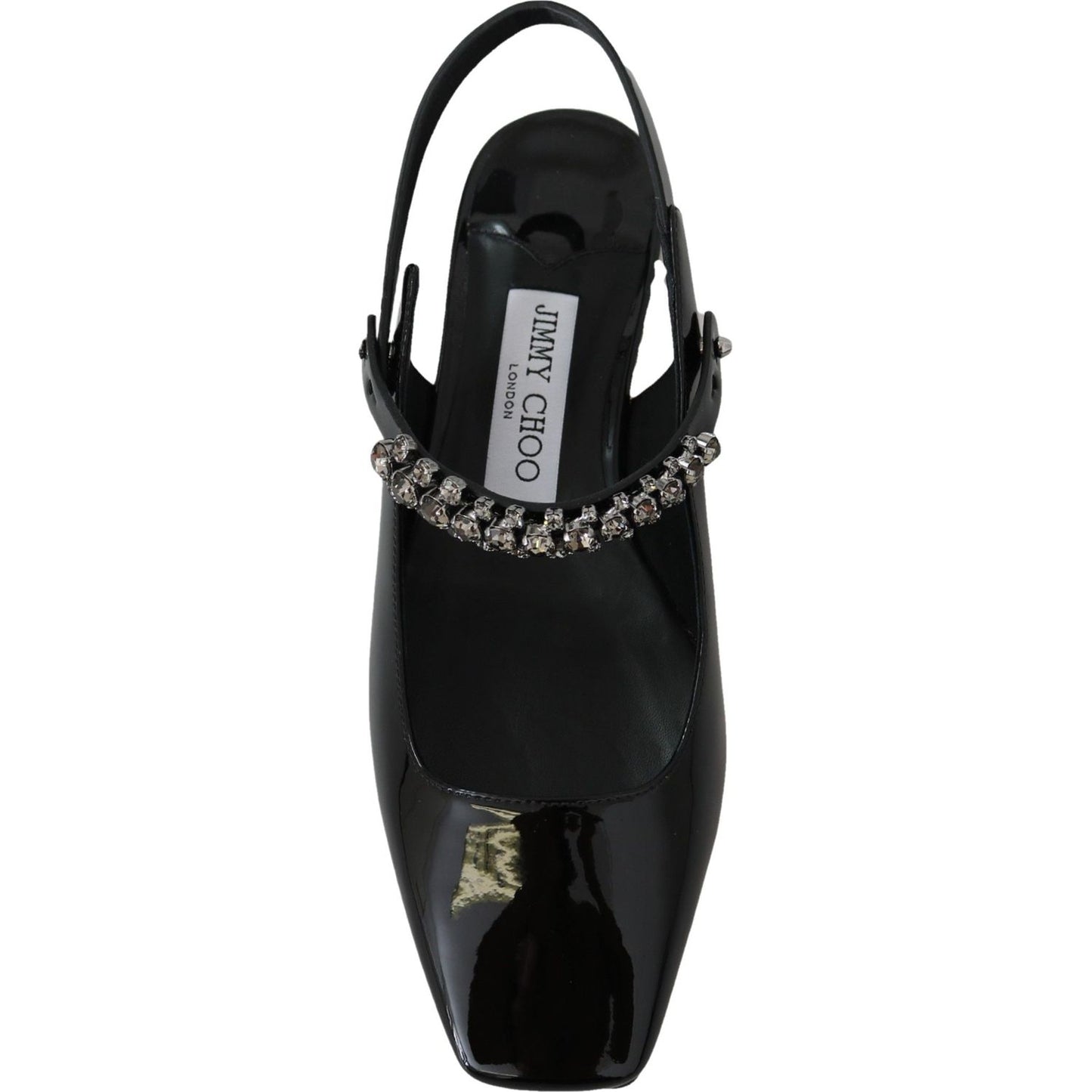 Jimmy Choo Black Patent Leather Mahdis Flat Shoes