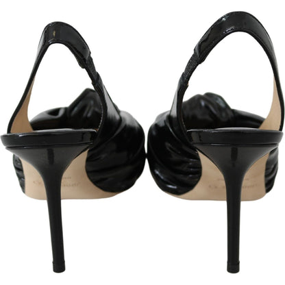 Jimmy Choo Elegant Black Leather Pointed Toe Pumps Shoes