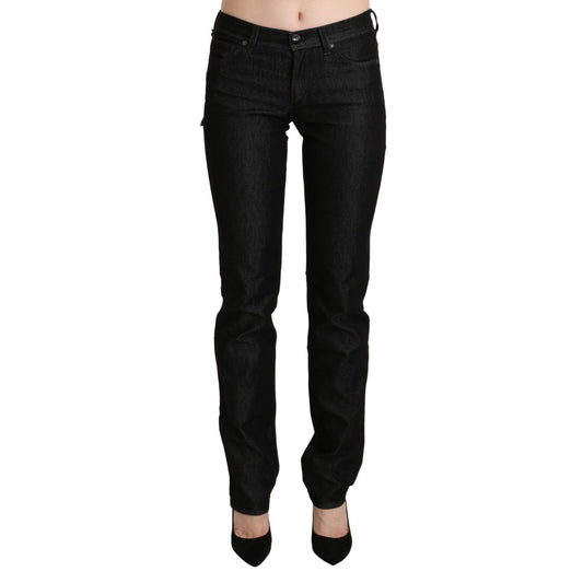 Ermanno Scervino Black Mid Waist Skinny Slim Denim Trouser