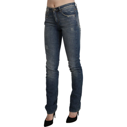 Ermanno Scervino Blue Washed Mid Waist Skinny Denim Jeans