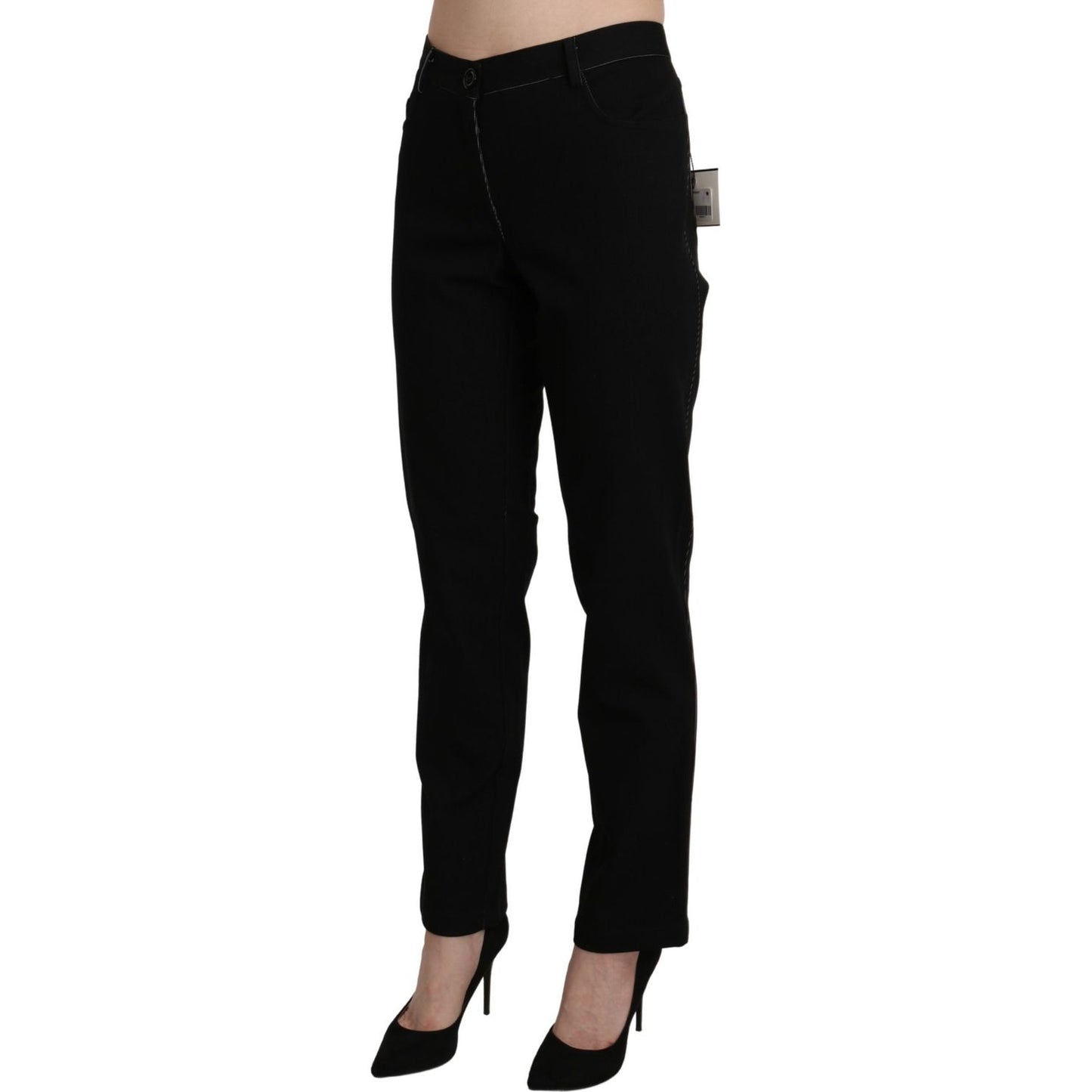 BENCIVENGA Black High Waist Straight Casual Trouser Pant PAN71370-46