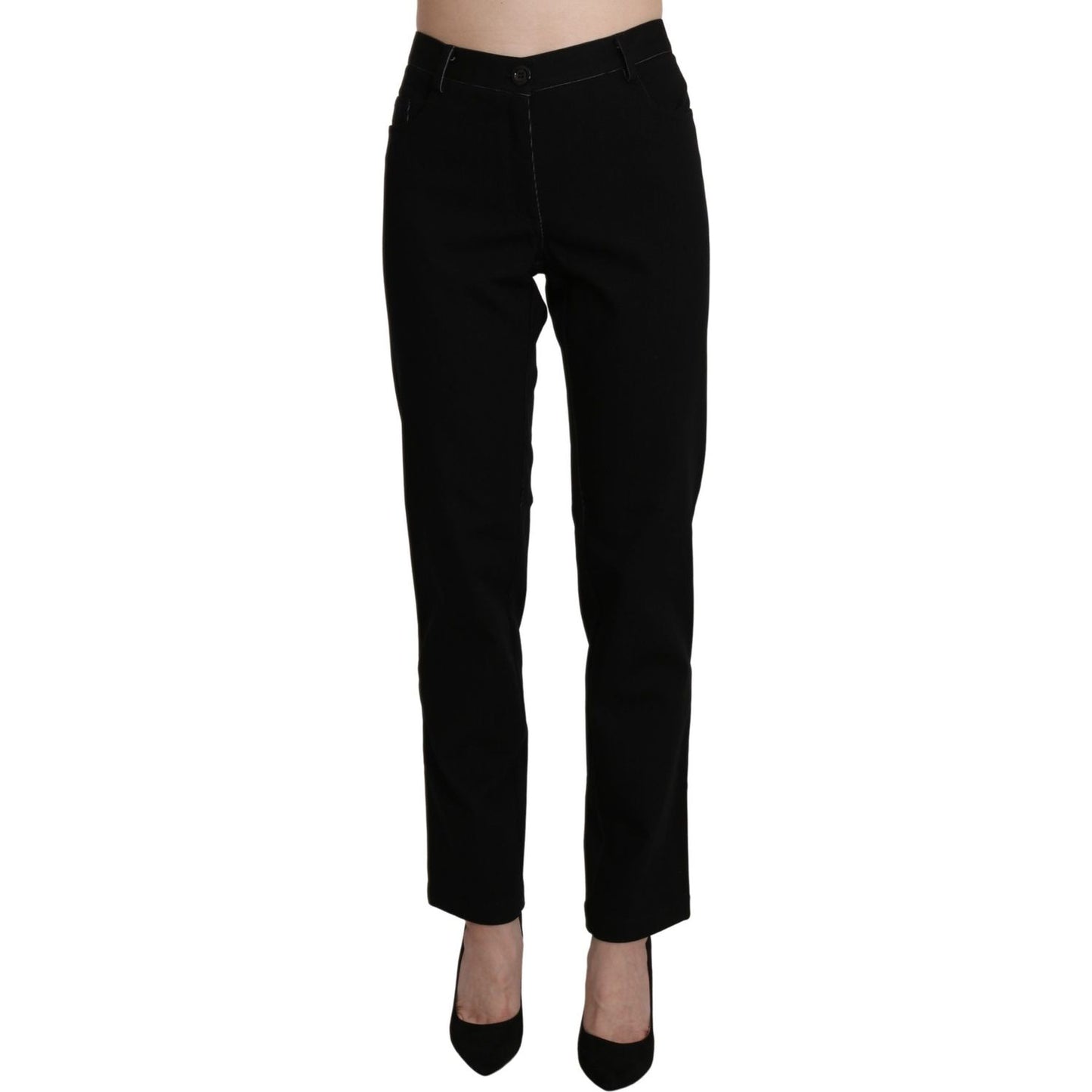 BENCIVENGA Black High Waist Straight Casual Trouser Pant PAN71370-46