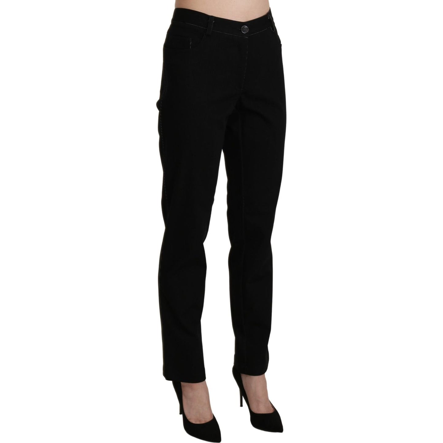 BENCIVENGA Black High Waist Straight Casual Trouser Pant PAN71370-46