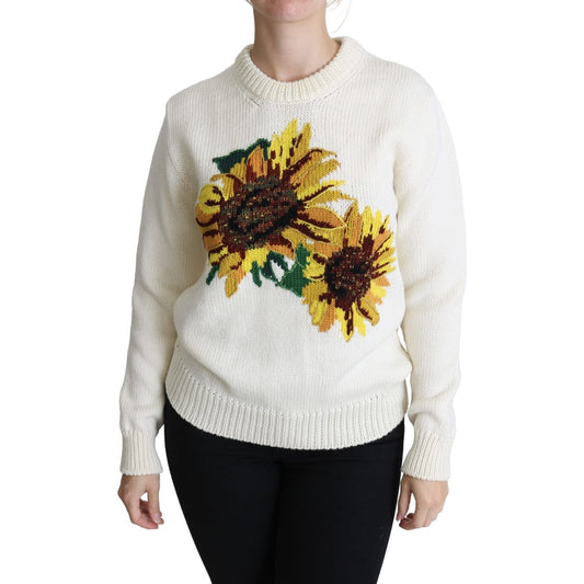 Dolce & Gabbana Elegant Knitted Sunflower Sweater Dolce & Gabbana Black