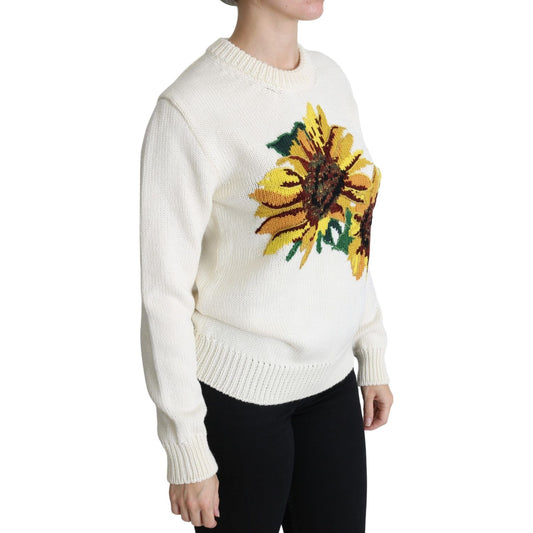 Dolce & Gabbana Elegant Knitted Sunflower Sweater Dolce & Gabbana Black