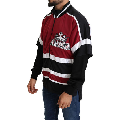 Dolce & Gabbana Red Black AMORE Sport Full Zipper Sweater