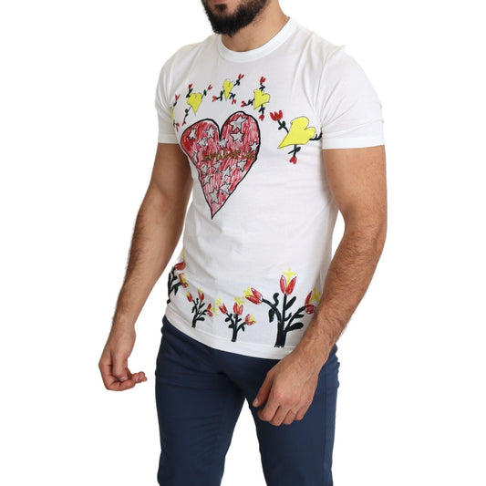 Dolce & Gabbana Chic Saint Valentine Print Crew Neck T-Shirt Dolce & Gabbana Light Gray