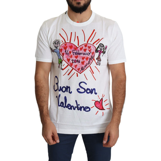 Dolce & Gabbana Romantic Heart Print Crew Neck Tee Dolce & Gabbana Light Gray