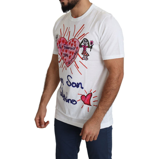 Dolce & Gabbana Romantic Heart Print Crew Neck Tee Dolce & Gabbana Gray