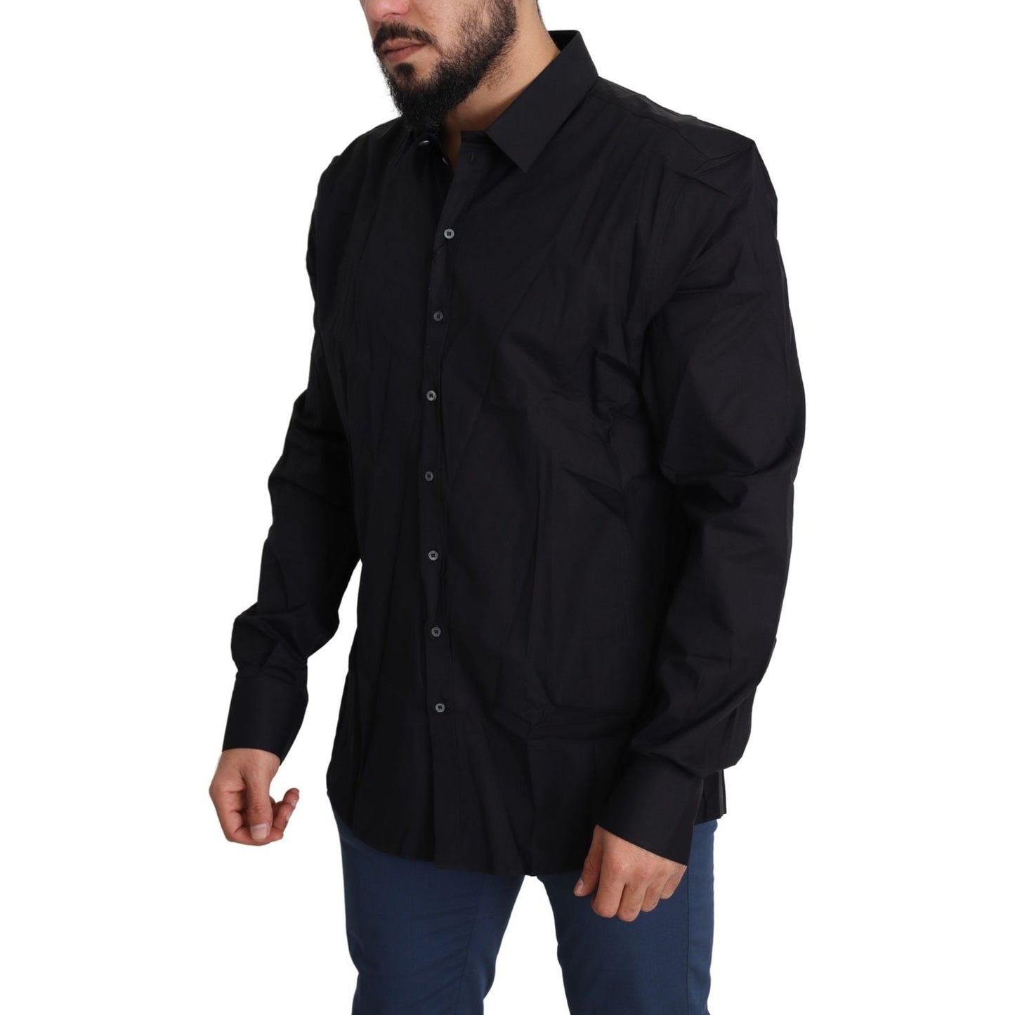 Dolce & Gabbana Black Cotton Stretch Dress SICILIA Shirt